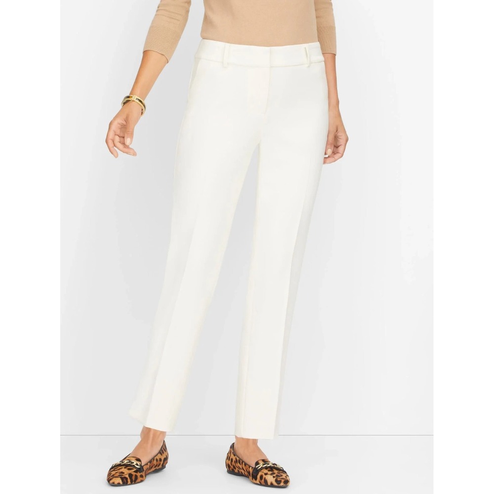 NWT Talbots Dress Pants‎ Womens 10P Ivory Flat Front Lined Hampshire Ankle